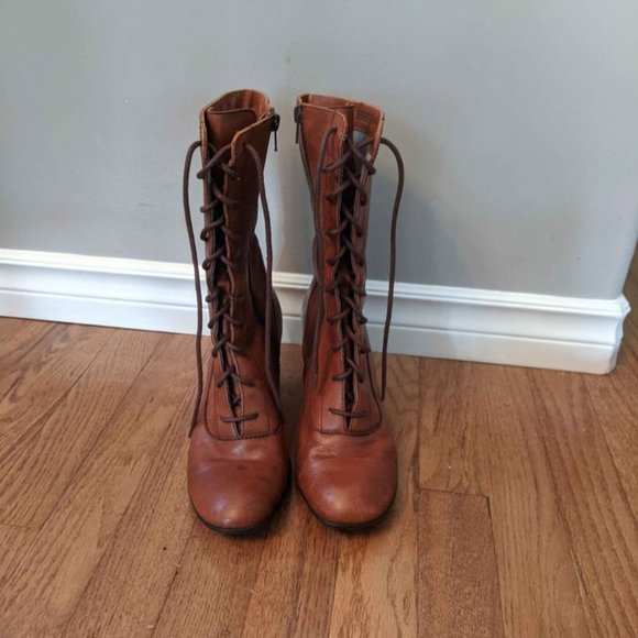 Born Crown Brown Leather Lace Up Boots - Picture 2 of 8